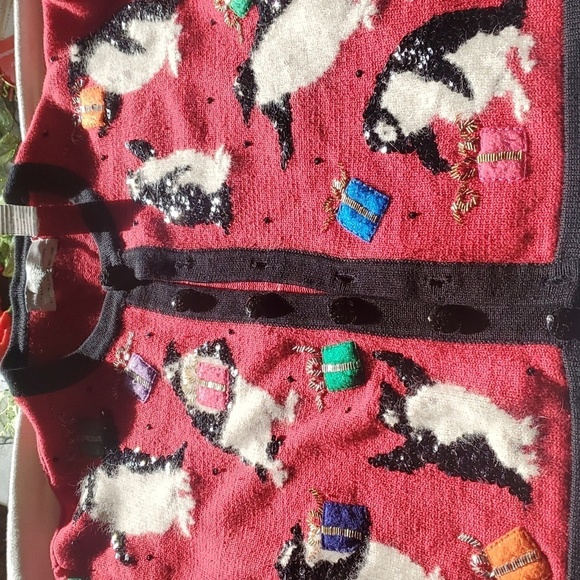 Vintage Design Options by Philip & Jane Gordan Christmas Penguin Sz. S Cardigan - Picture 6 of 9